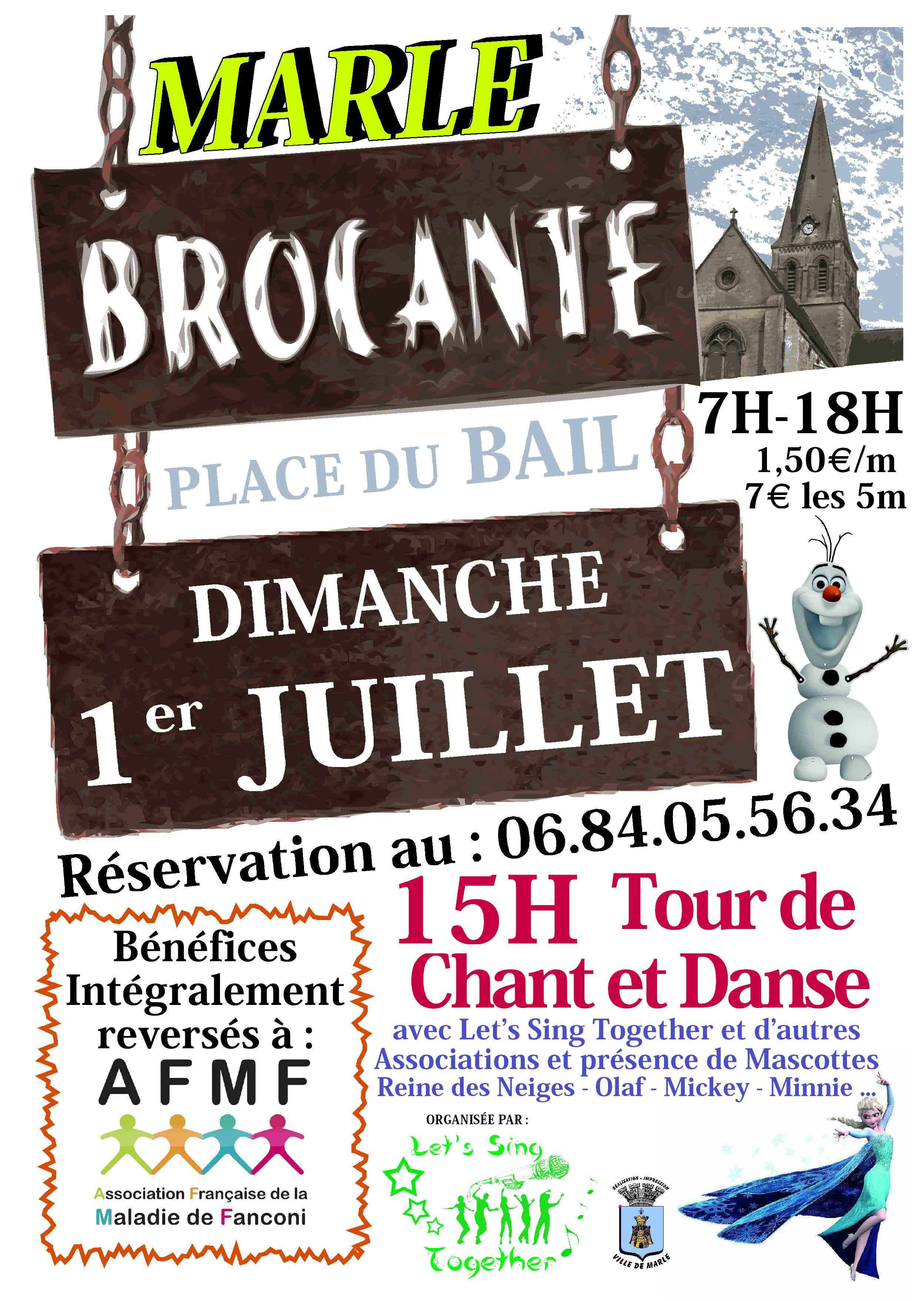 Affiche de la brocante de Marle en juillet 2018